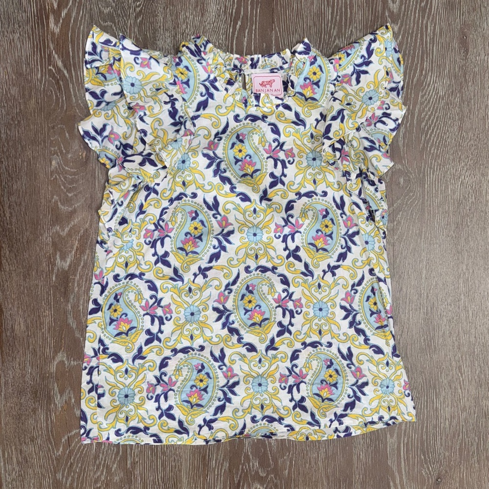 Banjanan Klara flutter sleeveless floral paisley Top- 

Size L